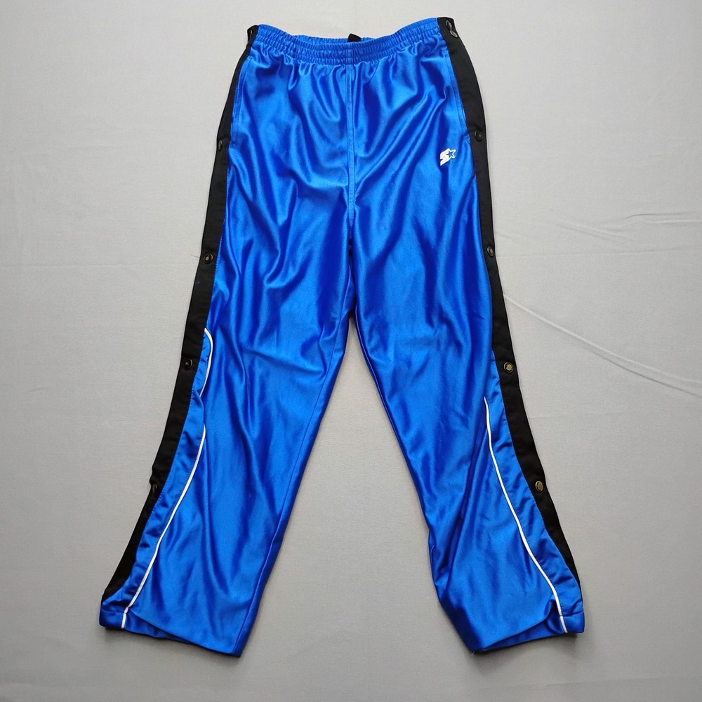 Starter Kids Blue Breakaway Snap Track Pants Athletic Warm Up Shiny Tricot